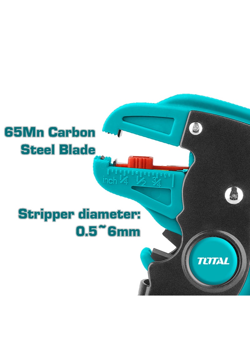 TOTAL Professional Wire Stripper, 178mm Carbon Steel Blade, 0.5-6mm Diameter Range, PP TPR Handle, Turquoise and Black - Image 2