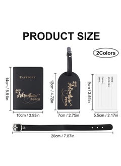 KASTWAVE Passport Covers and Luggage Tags Set, Passport Holder Travel Suitcase Tag Case Organizer for Storing Passport Business Cards Credit Cards Boarding Passes (2 Covers + 2 Tags)  - Image 2