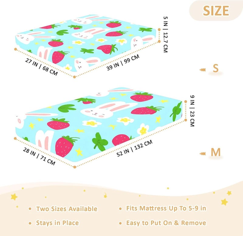 xigua Rabbit Baby Crib Sheets, Super Soft Combed Cotton Fitted Sheets, Breathable Skin-Friendly Baby Sheets for Standard Crib and Toddler Mattress & Playard, 52x28x9 Inch - Image 4