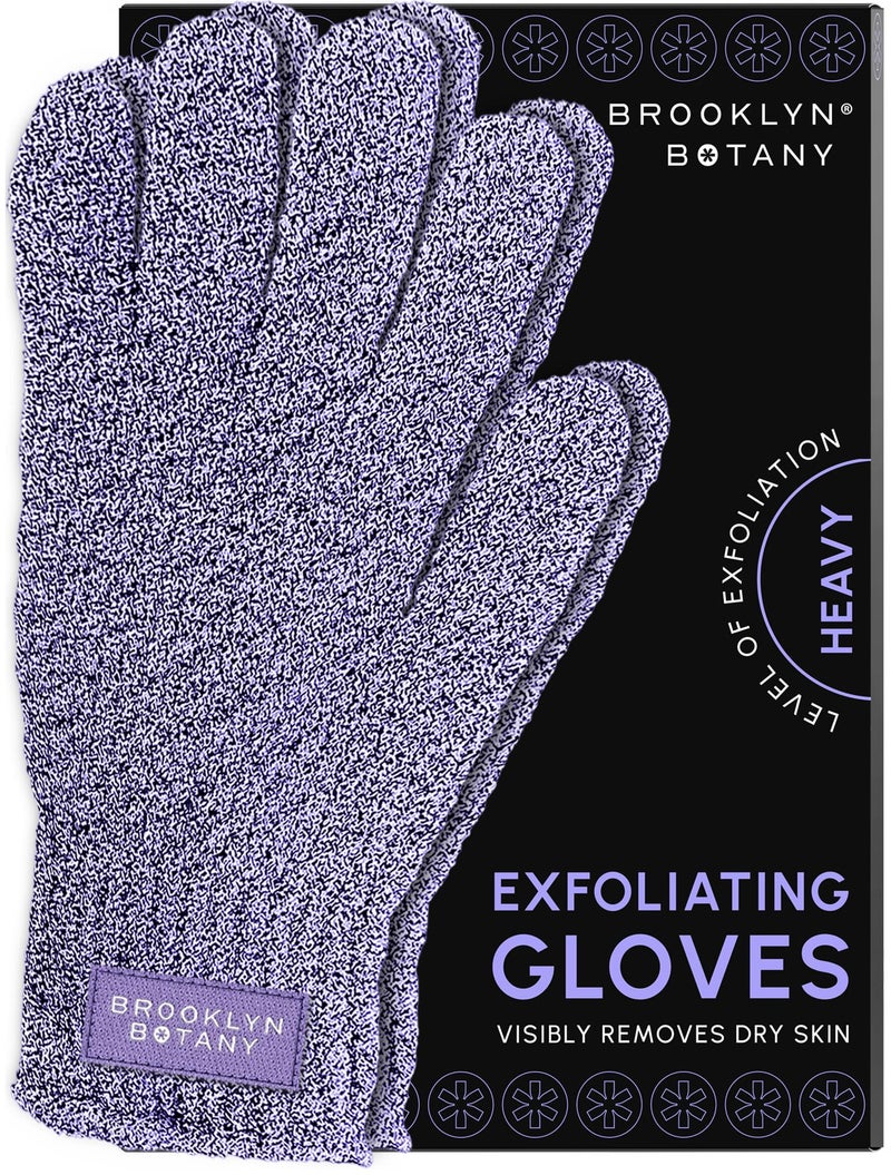 Brooklyn Botany Exfoliating Gloves for Bath and Shower â€“ Heavy Duty Exfoliating Body Scrubber for Massage and Dead Skin Remover for Body â€“ 1 Pair - Image 1
