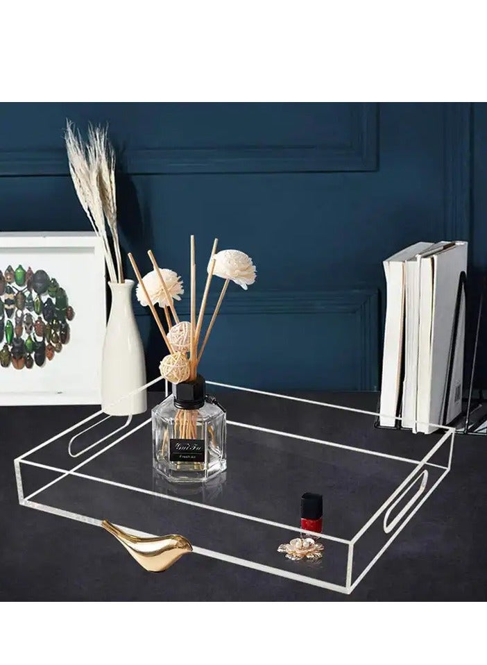 Story Of Candle Clear Serving Tray, Acrylic Decorative Serving Trays with Handles for Kitchen Dining Room Table Ottoman Vanity Countertop 16" x 12" - Image 3
