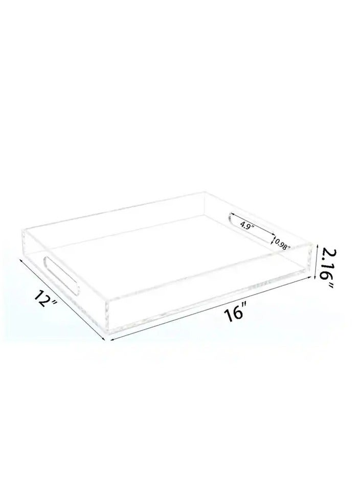 Story Of Candle Clear Serving Tray, Acrylic Decorative Serving Trays with Handles for Kitchen Dining Room Table Ottoman Vanity Countertop 16" x 12" - Image 5