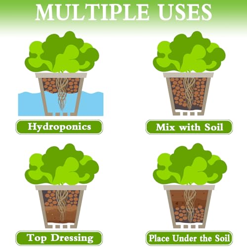 Halatool 8LB Clay Pebbles for Plants 4mm-16mm Lightweight Hydroton Leca Balls for Indoor Potted Plants Hydroponics Gardening Orchids Drainage Decoration Aquaponics - Image 4