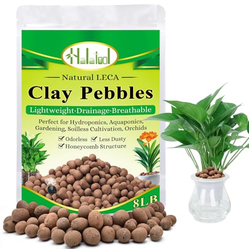 Halatool 8LB Clay Pebbles for Plants 4mm-16mm Lightweight Hydroton Leca Balls for Indoor Potted Plants Hydroponics Gardening Orchids Drainage Decoration Aquaponics - Image 1