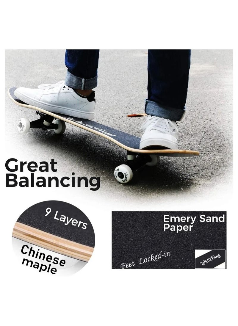 AD - AD Skateboards for Beginners, 31.75" x 7.88", 7 Layer Canadian Maple Double Kick Concave Standard and Tricks Skateboards for Kids and Beginners - Image 1