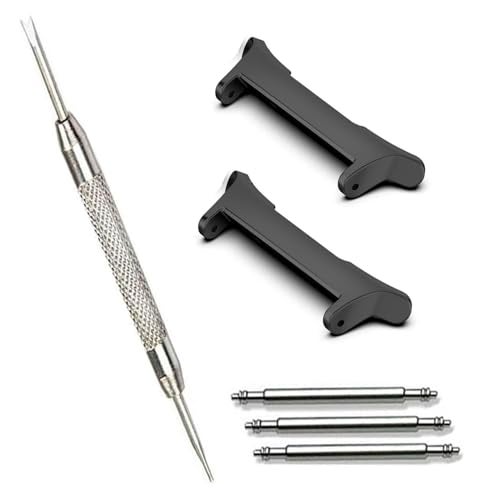 Olytop Galaxy Watch 8 40/44mm Bands Adapters+Galaxy Watch 8 Classic 46mm Watch Pins+Spring Bar Tool, Metal Stainless Steel Connection Adapter for Samsung Watch 8/8Classic Band Connector, Black - Image 1