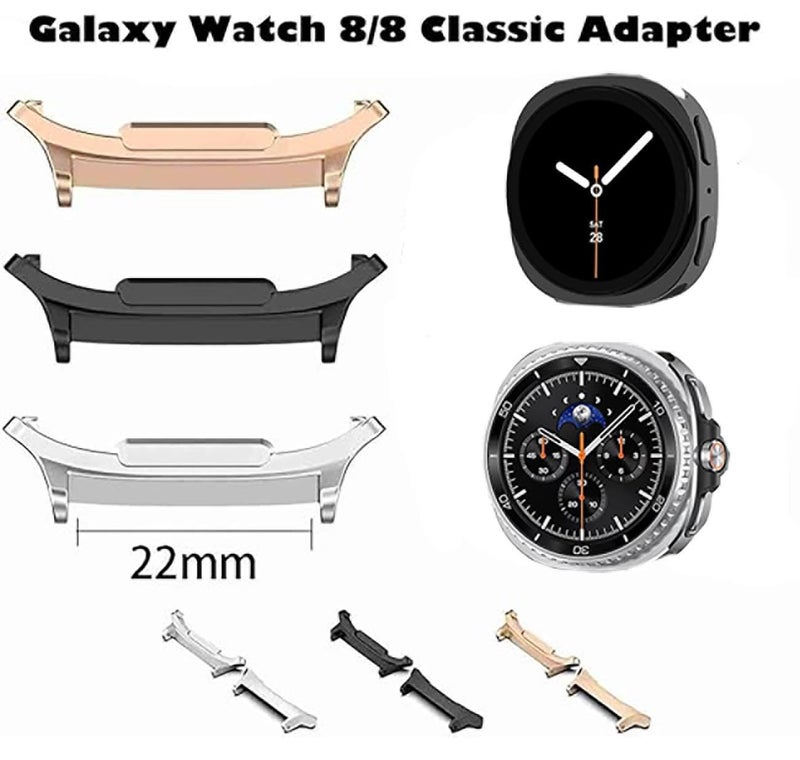Olytop Galaxy Watch 8 40/44mm Bands Adapters+Galaxy Watch 8 Classic 46mm Watch Pins+Spring Bar Tool, Metal Stainless Steel Connection Adapter for Samsung Watch 8/8Classic Band Connector, Black - Image 2