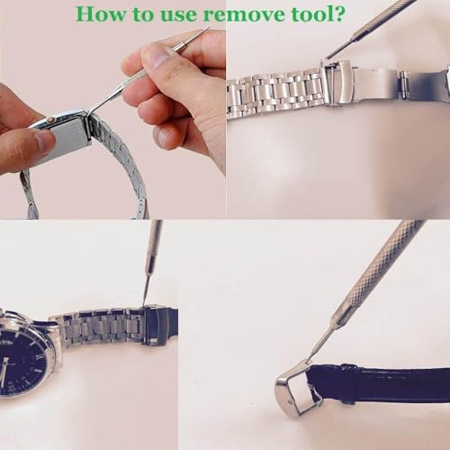 Olytop Galaxy Watch 8 40/44mm Bands Adapters+Galaxy Watch 8 Classic 46mm Watch Pins+Spring Bar Tool, Metal Stainless Steel Connection Adapter for Samsung Watch 8/8Classic Band Connector, Black - Image 5