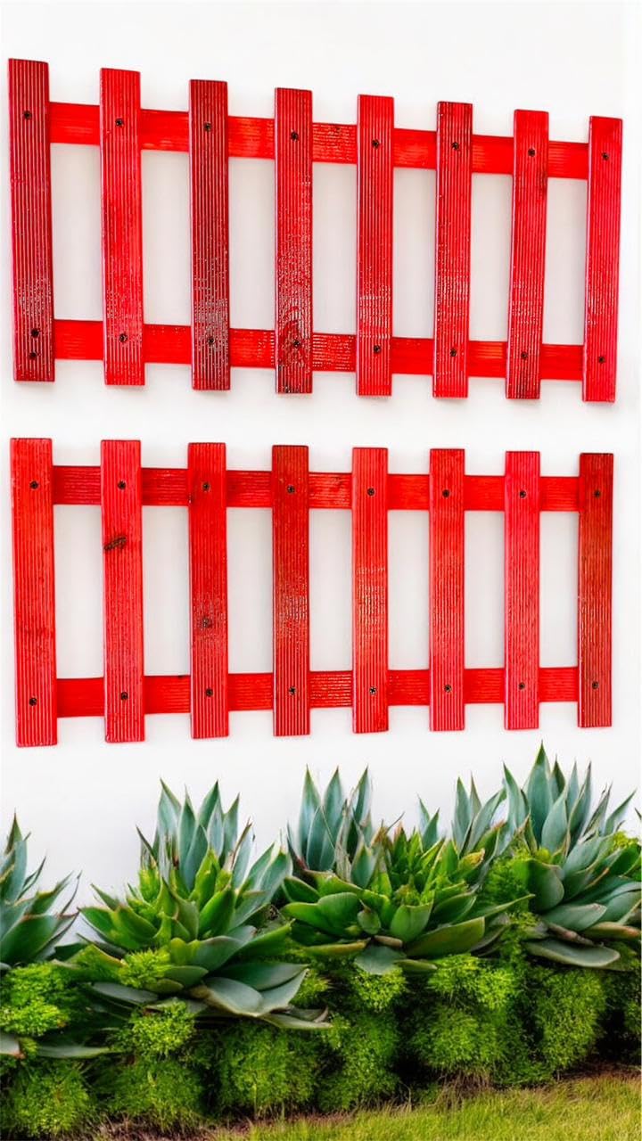 bloomax® - Hanging Red Wooden Wall Planter for Indoor Outdoor Plants Wall Mount Planter, Air Plant Holder, Wooden Trellis for Climbing Plants (60 Cm(Set of-2) - Image 5