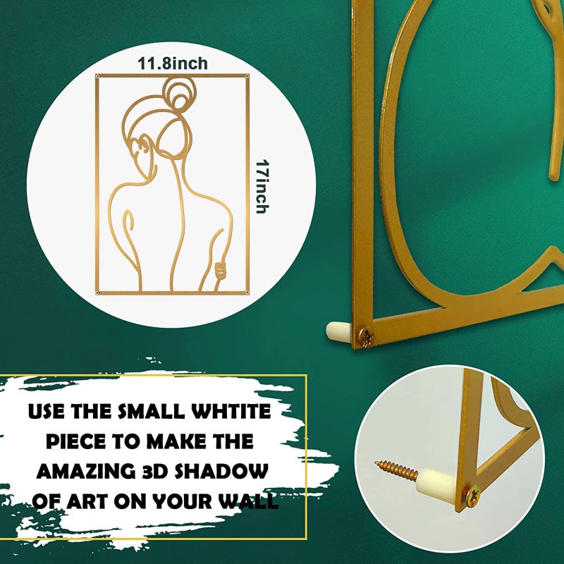 Glamativity Large 4 Pack Gold Wall Art, Minimalist Single Line Art, Real Metal Wall Art, Woman's Body Shape Abstract Art (Gold Elegant Style, L Size 22.5 x 15.7'') - Image 4