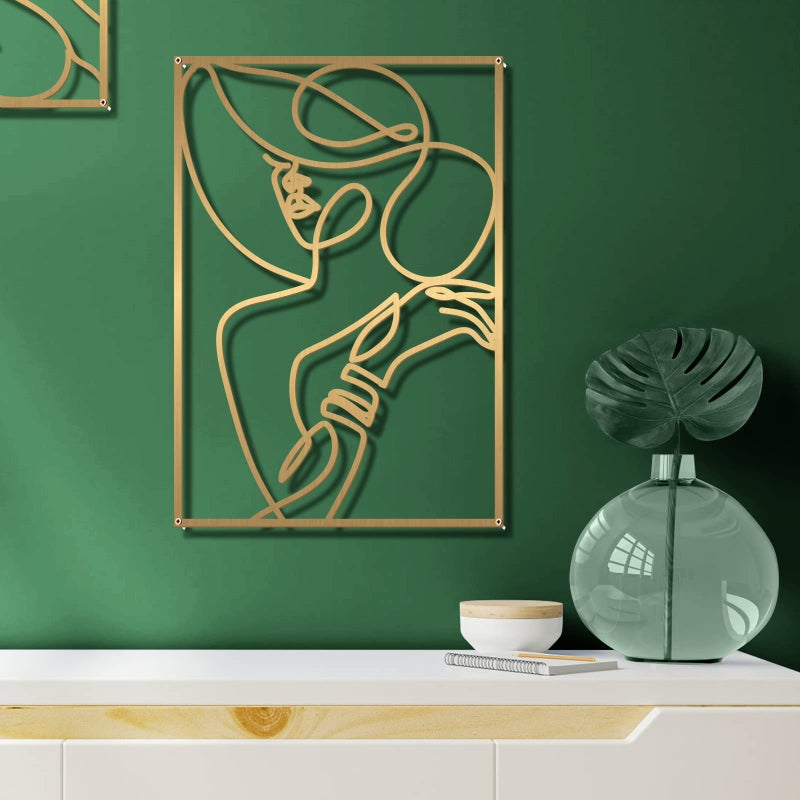 Glamativity Large 4 Pack Gold Wall Art, Minimalist Single Line Art, Real Metal Wall Art, Woman's Body Shape Abstract Art (Gold Elegant Style, L Size 22.5 x 15.7'') - Image 3