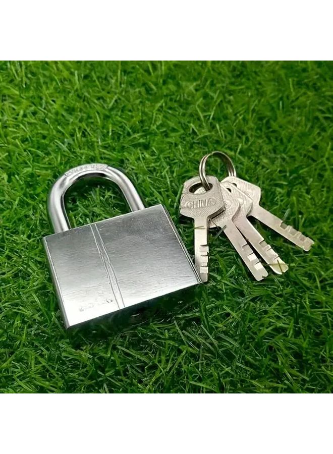 Heavy Duty Stainless Steel Silver Padlock Rustproof Waterproof with 4 Keys - Image 4