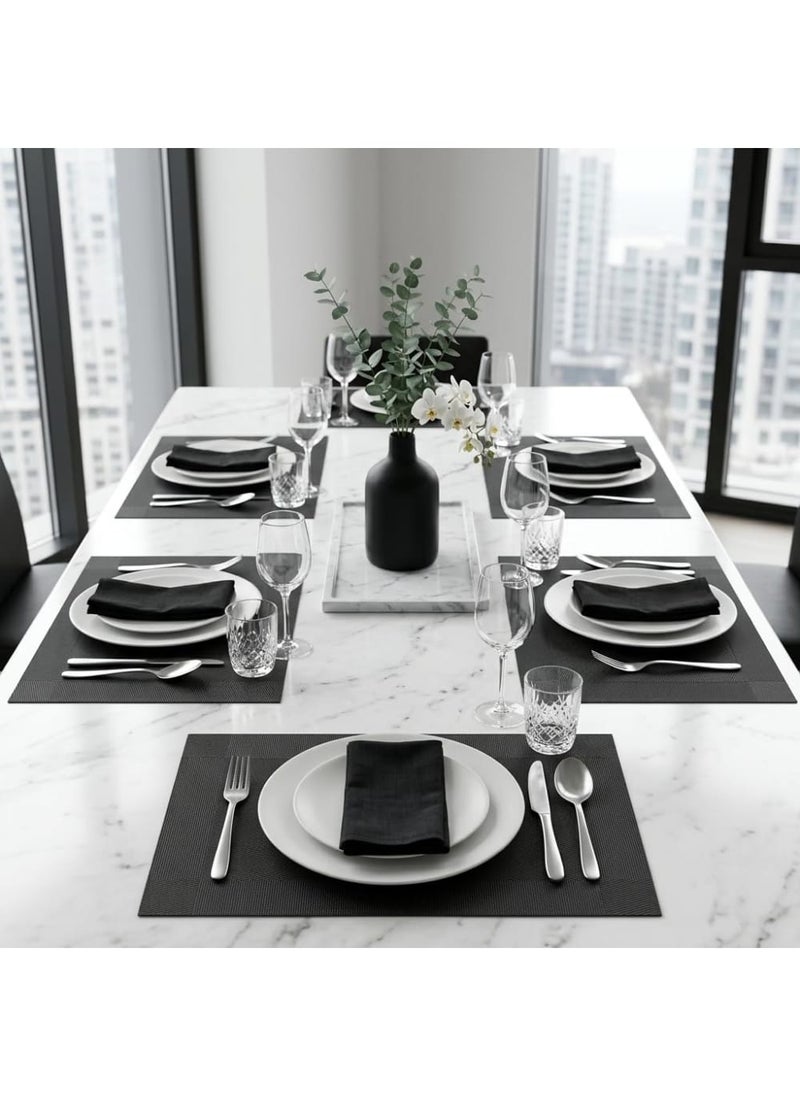 6 Pieces PVC Placemats Set, Heat Resistant and Waterproof Table Mats, Dining Table Protection, Tableware Mats - Grey - 30x45 سم - Image 5