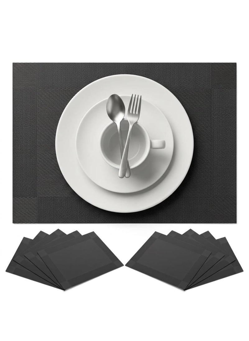 6 Pieces PVC Placemats Set, Heat Resistant and Waterproof Table Mats, Dining Table Protection, Tableware Mats - Grey - 30x45 سم - Image 1