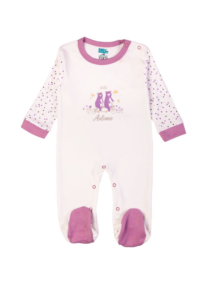 Babies Basic - 5 Piece Unisex 100% Cotton Gift Set Include Bib, Romper, Mittens, Cap And Sleepsuit/Jumpsuit- Hello Autumn - Image 1