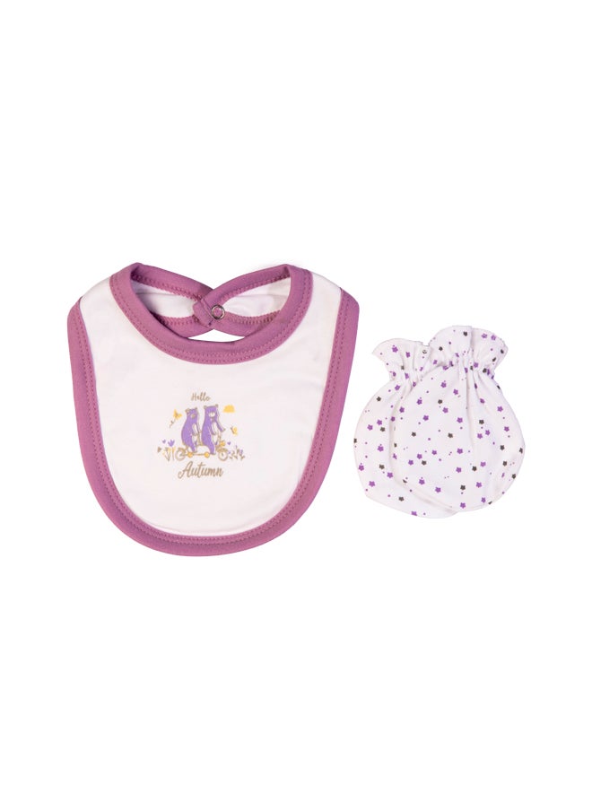 Babies Basic - 5 Piece Unisex 100% Cotton Gift Set Include Bib, Romper, Mittens, Cap And Sleepsuit/Jumpsuit- Hello Autumn - Image 1