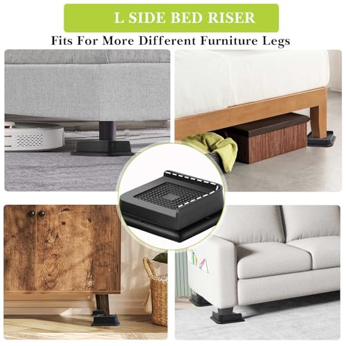 Yookwutar Bed Risers 1 inch, 2 inch, 3 inch, 4 inch, 6 inch, 8 inch Heavy Duty, Oversized Furniture Riser for Couch Sofa Table Chair Leg Frame Dorm, Support up to 6000 Lbs (Black 8 Pack, 1 inch) - Image 3