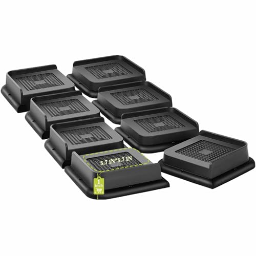 Yookwutar Bed Risers 1 inch, 2 inch, 3 inch, 4 inch, 6 inch, 8 inch Heavy Duty, Oversized Furniture Riser for Couch Sofa Table Chair Leg Frame Dorm, Support up to 6000 Lbs (Black 8 Pack, 1 inch) - Image 1