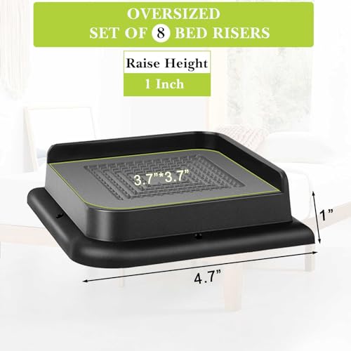 Yookwutar Bed Risers 1 inch, 2 inch, 3 inch, 4 inch, 6 inch, 8 inch Heavy Duty, Oversized Furniture Riser for Couch Sofa Table Chair Leg Frame Dorm, Support up to 6000 Lbs (Black 8 Pack, 1 inch) - Image 2