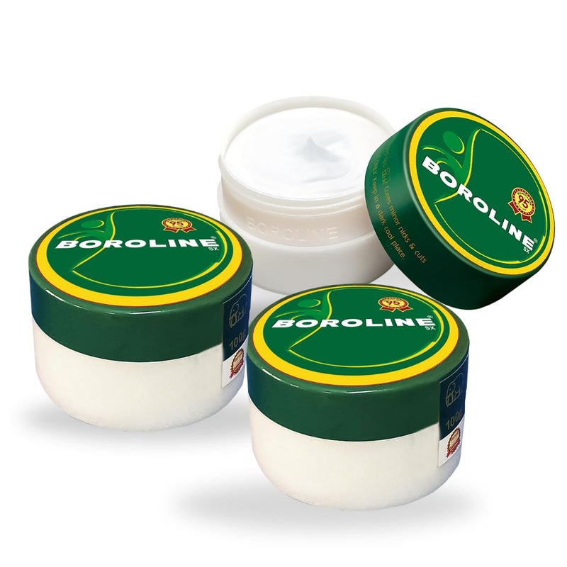 BOROLINE كريم مضاد للبكتيريا بالأيورفيدا 100 جرام × 3 | العناية بالبشرة الجافة في الشتاء | يلين وينعم الشفاه المتشققة، يصلح الكعب المتشقق (عبوة من 3) - Image 1