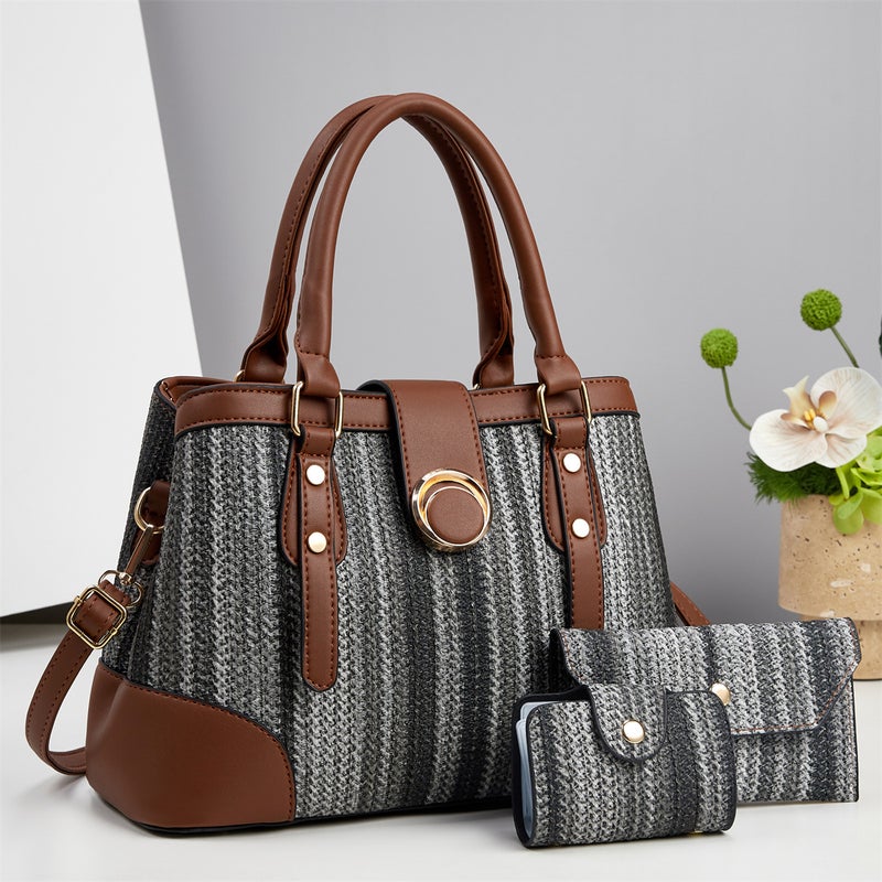 2025 New Hot-Selling Women''s Handbag Set, High-End Light Luxury Large-Capacity Tote Bag Three-Piece Set, Ethnic Style Shoulder Bag - Image 3