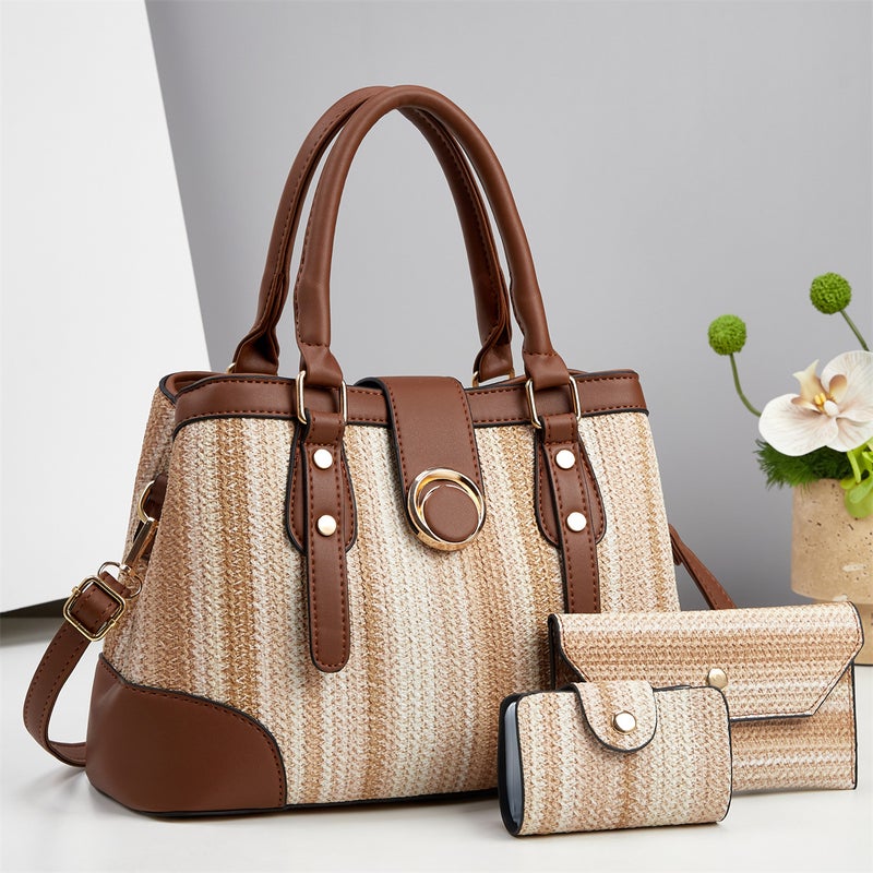 2025 New Hot-Selling Women''s Handbag Set, High-End Light Luxury Large-Capacity Tote Bag Three-Piece Set, Ethnic Style Shoulder Bag - Image 5