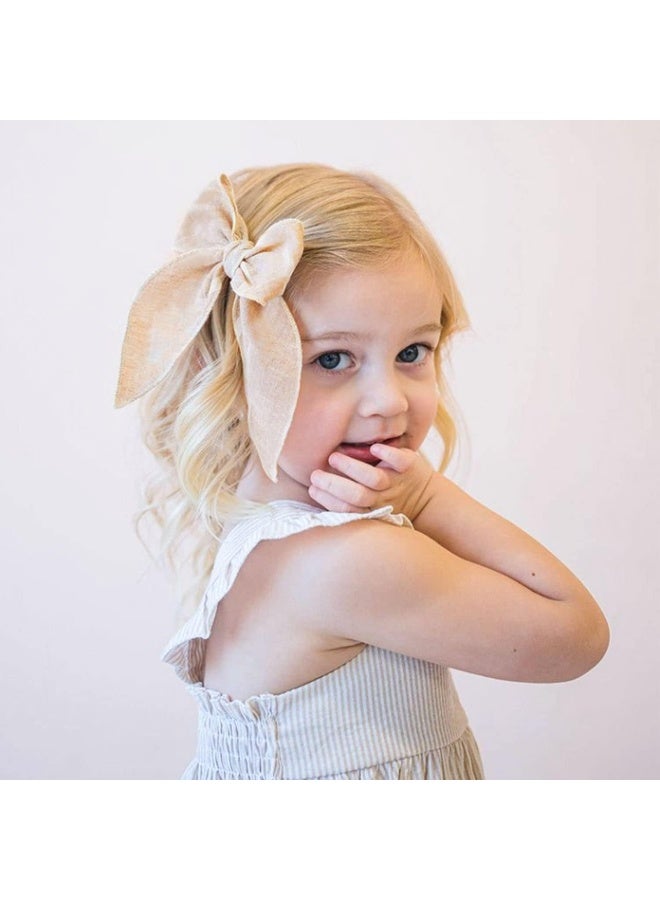 Niceye Pack of 15 Fable Girls Hair Bows Cotton Linen Alligator Hair Clips for Little Girls Toddlers Kids Neutral Handmade Hair Accessories (5.5inch) - Image 2