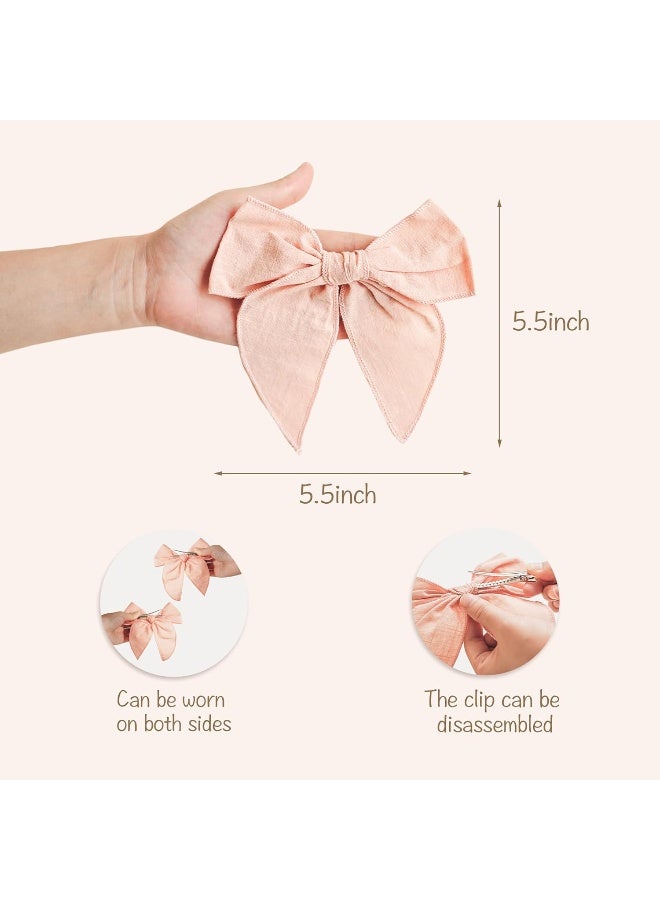 Niceye Pack of 15 Fable Girls Hair Bows Cotton Linen Alligator Hair Clips for Little Girls Toddlers Kids Neutral Handmade Hair Accessories (5.5inch) - Image 3