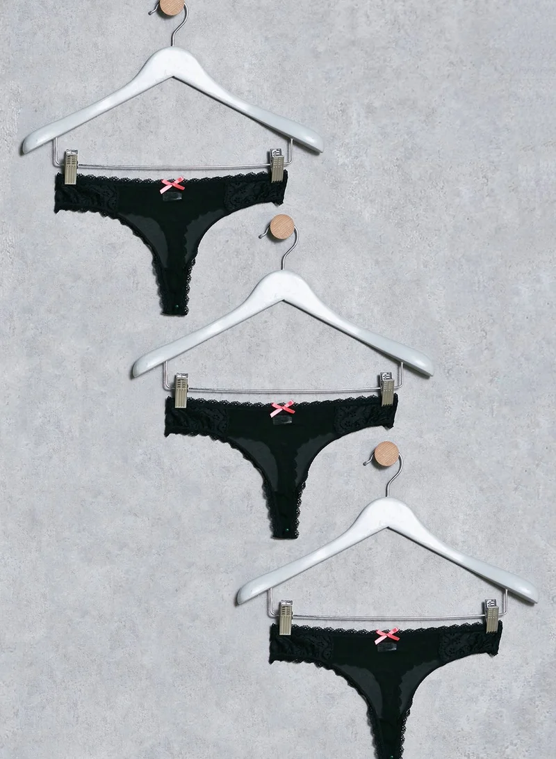 DOROTHY PERKINS 3 Pack Mesh Bow Thong
