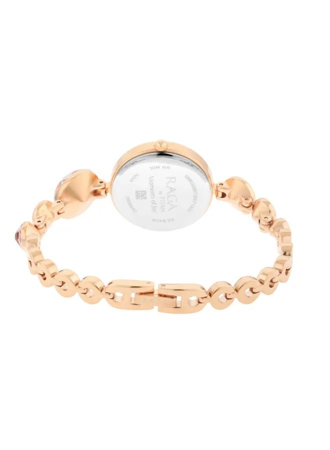 Titan Raga Moments Of Joy Quartz Analog Women Watch Mother of Pearl Dial With Rose Gold Colour Metal Strap - Image 2