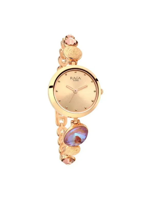 تيتان Titan Raga Moments Of Joy Quartz Analog Women Watch Mother of Pearl Dial With Rose Gold Colour Metal Strap