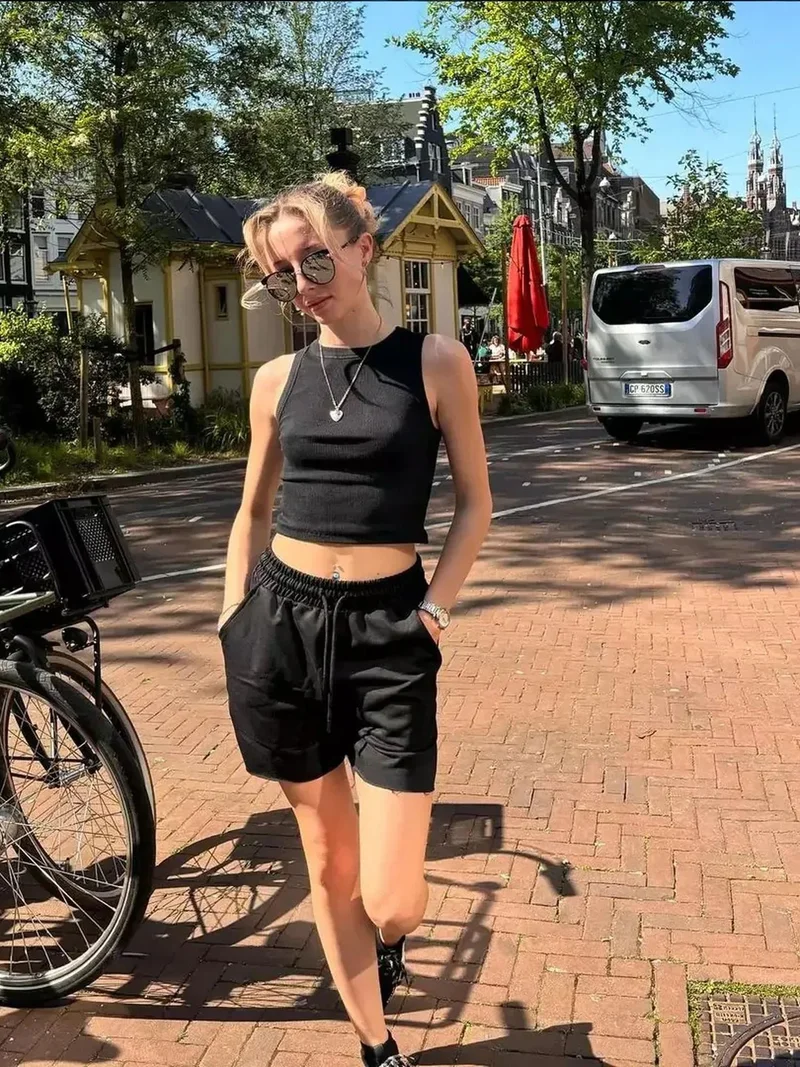 HICCUP 2 Pieces: Round Neck Basic Tank Top & Mid Rise Drawstring Shorts