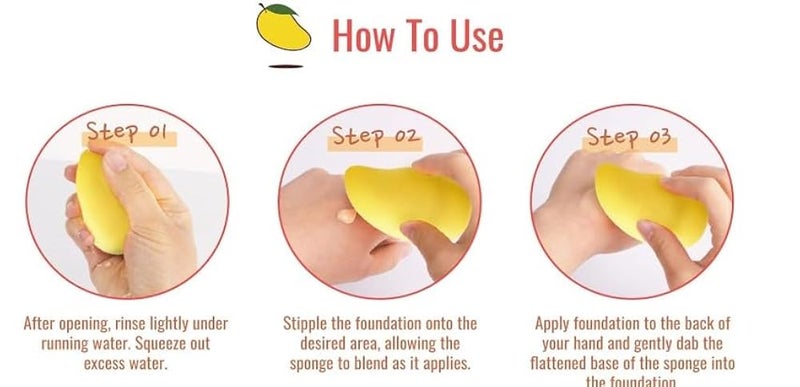 Make Up Sponge flawless finish, 1 Piece Beauty Blender Sponge, Make Up Sponge, Wet and Dry, for Cream, Liquid Foundation, Liquids and Powder -MANGO - Image 2
