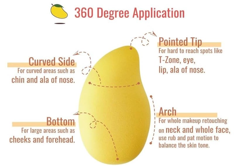 Make Up Sponge flawless finish, 1 Piece Beauty Blender Sponge, Make Up Sponge, Wet and Dry, for Cream, Liquid Foundation, Liquids and Powder -MANGO - Image 4