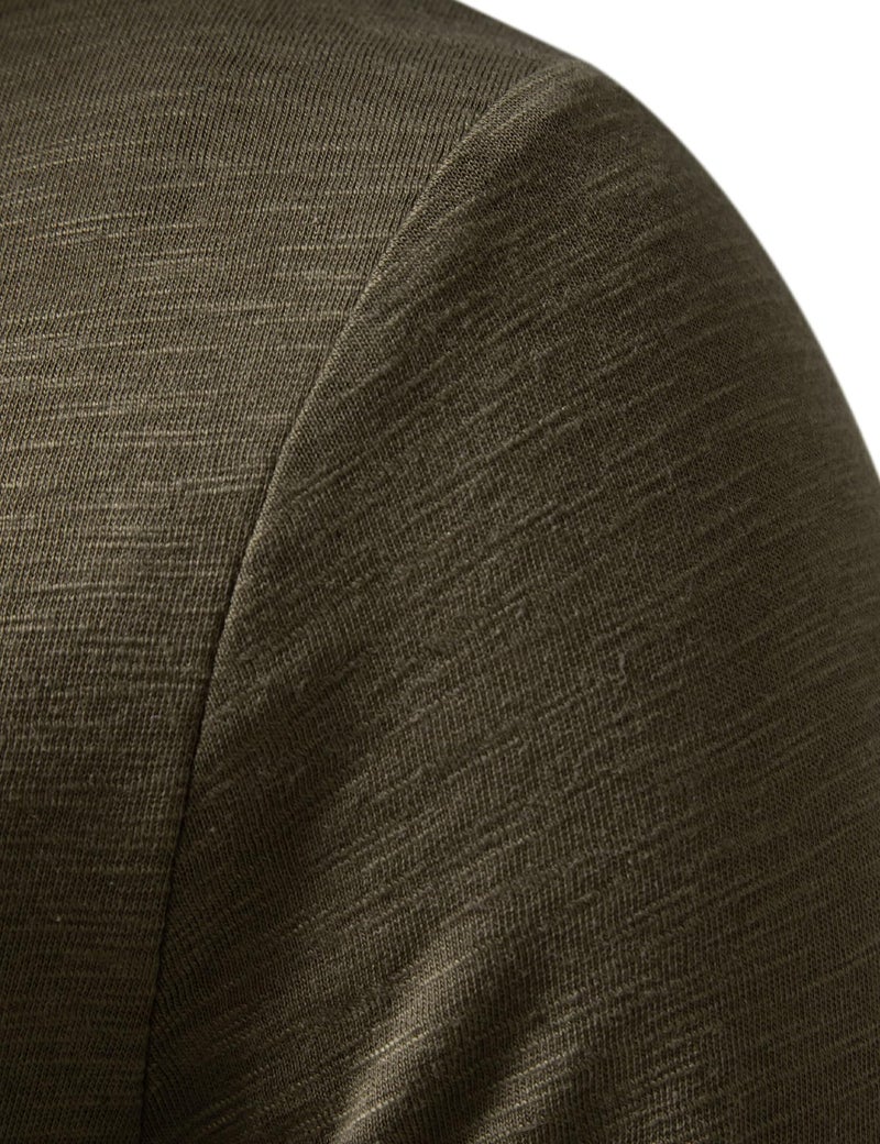 PARKLEES Men's Casual Stretchy Long Sleeve Henley T-Shirt Front Placket Muscle Workout Athletic 4 Buttons Tee Tops Army Green Small - Image 4