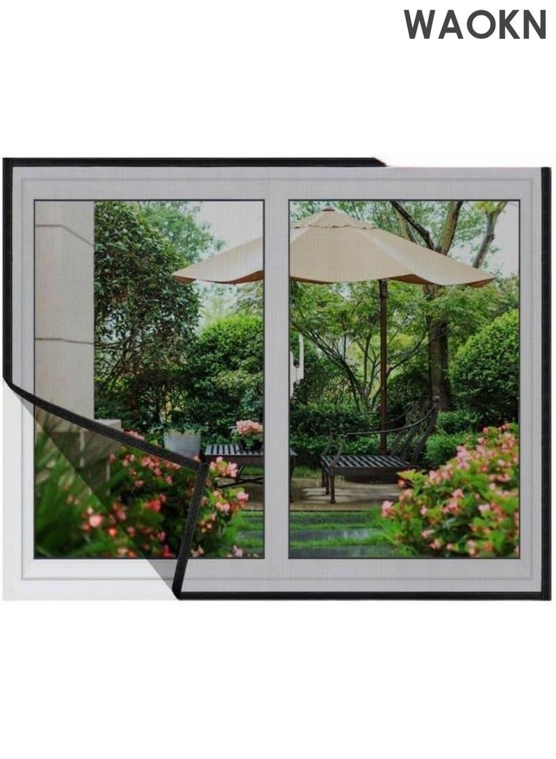 دبليو أيه أو كي أن شبكة شاشة بسيطة مجموعة شاشة بديلة لشبكة البعوض سهلة التركيب مجانية قطع شبكة طاردة للحشرات فيلكرو فقط تلتصق بنسج شبكة حشرات الباب DIY إصلاح شبكة الحشرات شبكة البعوض تغيير الشاشة شاشة عالمية تهوية ستارة نافذة طارد البعوض العالمي - أسود | 150*130 سم - Image 3