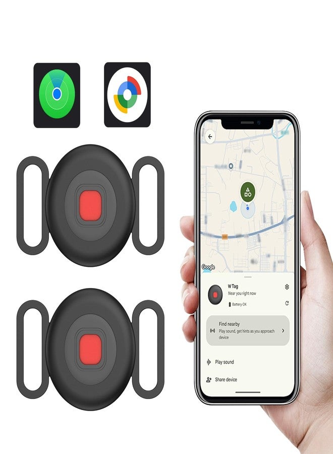 Hyphoon Bluetooth Dog Tracker Tag, Pet Tracker for Dogs with Silicone Collar Holder, Works with Apple Find My & Android Find Hub, IP67 Waterproof Anti-Lost Locator, Black 2 Pack - Image 1