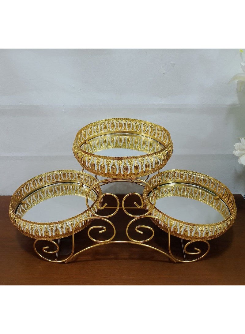 Large triple-tiered tray, 55 cm wide and 30 cm high. Tray diameter: 20 cm. - Image 3