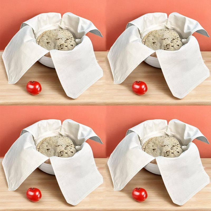 ALPHANITE ALPHANITE SET OF 4 Pure Cotton Hygienic Roti Clothes Wrap Double Layer with Flaps Chapati Cover for Freshness 100 Cotton Roti Chapati Cover Traditional Roti Rumals Flap Foldable 4 PCS  - Image 1