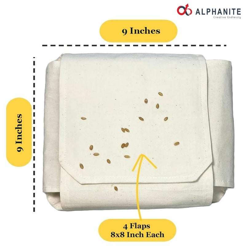 ALPHANITE ALPHANITE SET OF 4 Pure Cotton Hygienic Roti Clothes Wrap Double Layer with Flaps Chapati Cover for Freshness 100 Cotton Roti Chapati Cover Traditional Roti Rumals Flap Foldable 4 PCS  - Image 3
