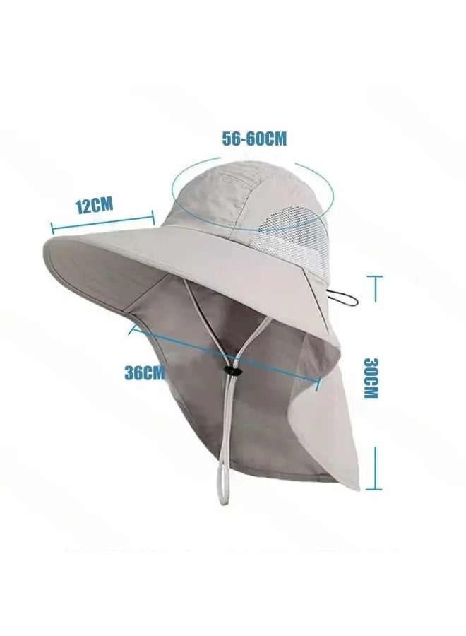 4PCS Men's Outdoor Fishing Bucket Hat with Wide Brim, UV Sun Protection & Neck Flap for Hiking Camping Travel - Image 2
