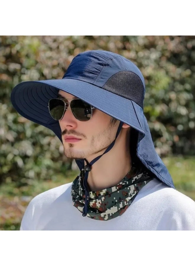 4PCS Men's Outdoor Fishing Bucket Hat with Wide Brim, UV Sun Protection & Neck Flap for Hiking Camping Travel - Image 1