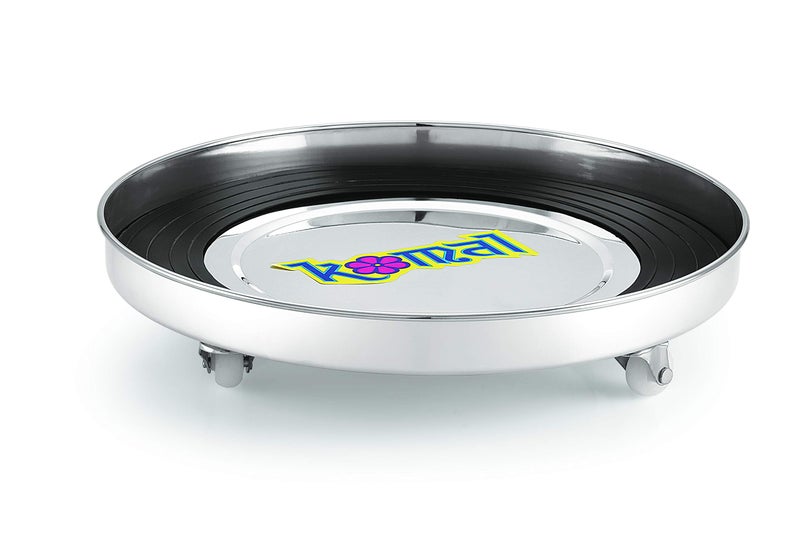 Komal Stainless Steel Gas Cylinder Trolley With Wheels | Gas Trolly | Lpg Cylinder Stand With Rubber Protection | Plastic Wheels. - Image 4