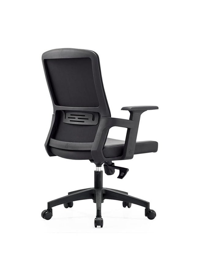 نافار فرنتشر كرسي مكتب أنيق متوسط ​​الظهر باللون الأسود من Ergo | قاعدة من النايلون وإطار خلفي من مادة PP باللون الأسود | إسفنج عالي الكثافة 40 | مسند ذراع ثابت من مادة PP. - Image 2