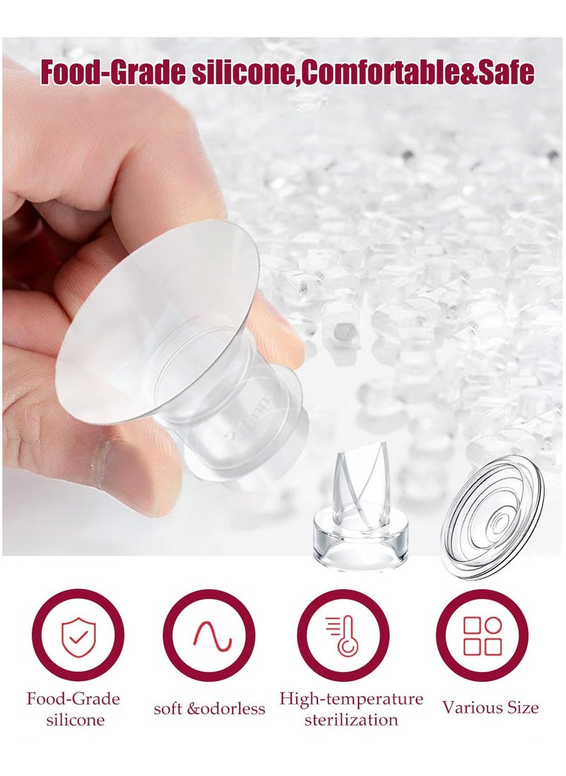 XiuWoo 10pcs Flange Inserts 13/15/17/19/21mm*2 2pcs Duckbill Valves 2pcs Silicone Diaphragm Compatible with Momcozy Wearable Breast Pump S12 Pro/S9 Pro/S12/S9, Reduce Nipple Tunnel Down to Correct Size  - Image 3