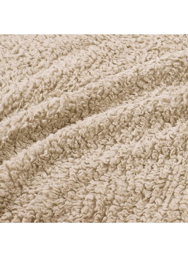 Woolrich Woolrich Burlington Berber Blanket Super Soft Cozy Lightweight Cover with Luxrurious Velvet Binding Modern Trendy All Season Bedspread BeddingSet FullQueen 90x90 Tan  - Image 2