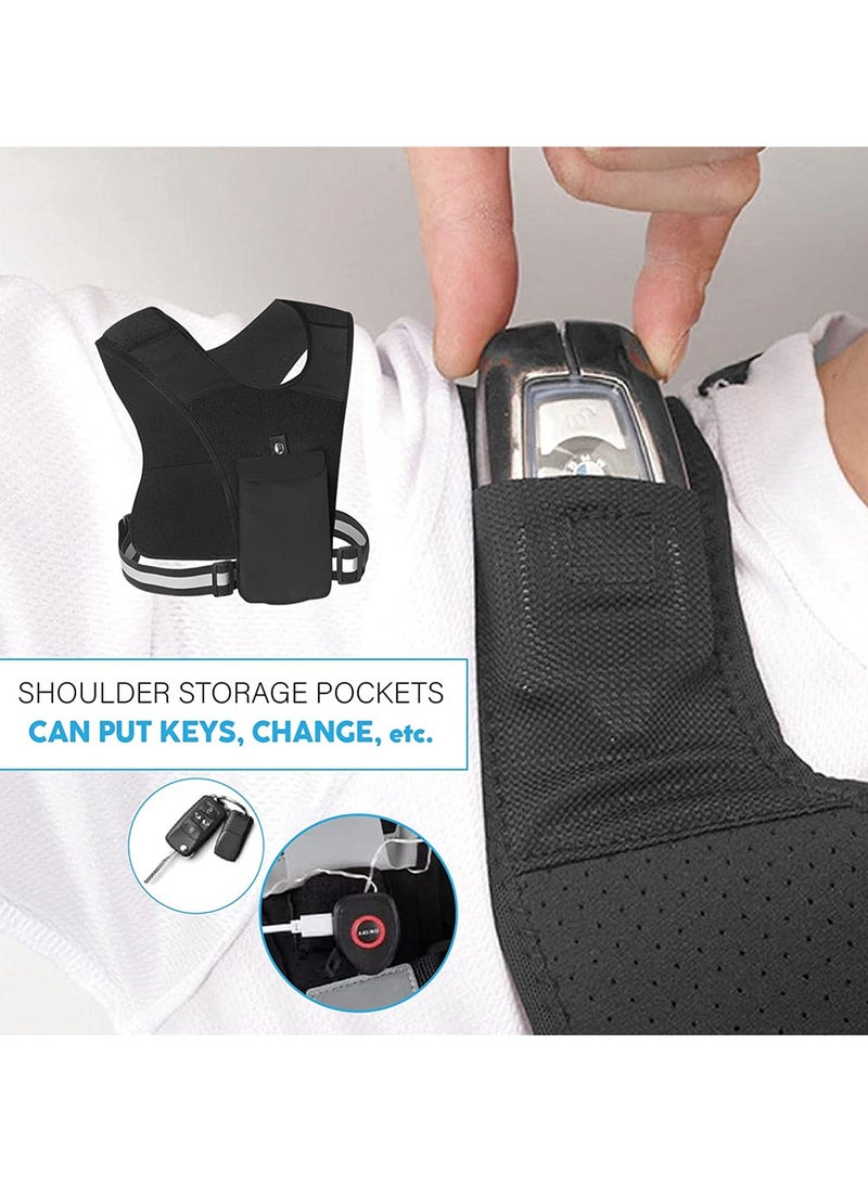 Excefore Running Vest Phone Holder, Adjustable Waistband Reflective Training Workout Gear with Pocket, Hands Free Breathable Sports Vest for Phone Holder for Cycling Walking - Image 4