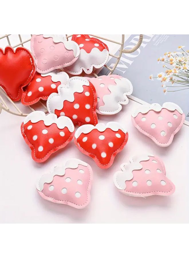 Red Faux Leather Strawberry Pendant Keychain Bag Charm Craft Decor - Image 1