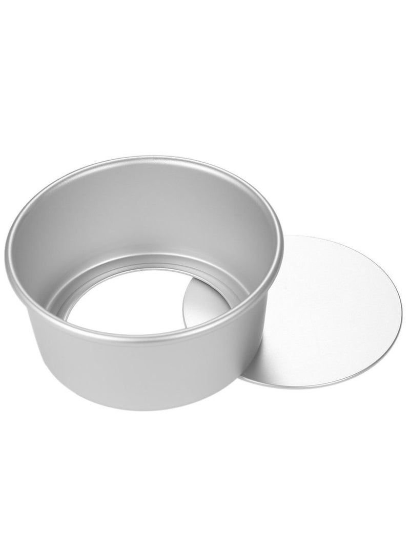 5pcs Aluminum Alloy Round Cake Mould Chiffon Cake Baking Pan Pudding Cheesecake Mold Set with Removable Bottom Silver - Image 5