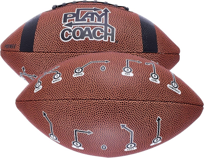 PlayCoach Youth Football in Junior & Peewee Sizes with 10 Basic Passing Routes for Kids 6 to 12 - Endorsed by Drew Brees, Leather Kids and Beach Football, Junior and Peewee Sizes - Image 1
